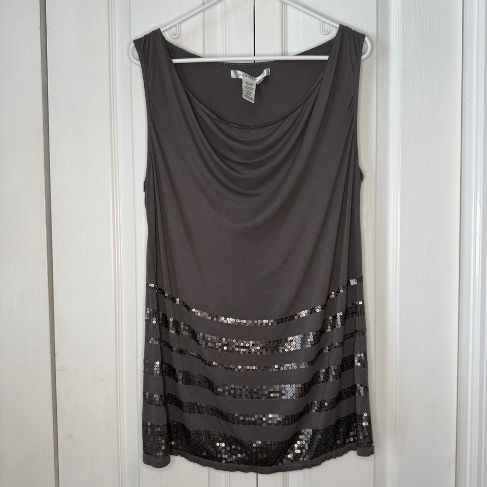 Max Studio Gray Sequin Tank Top